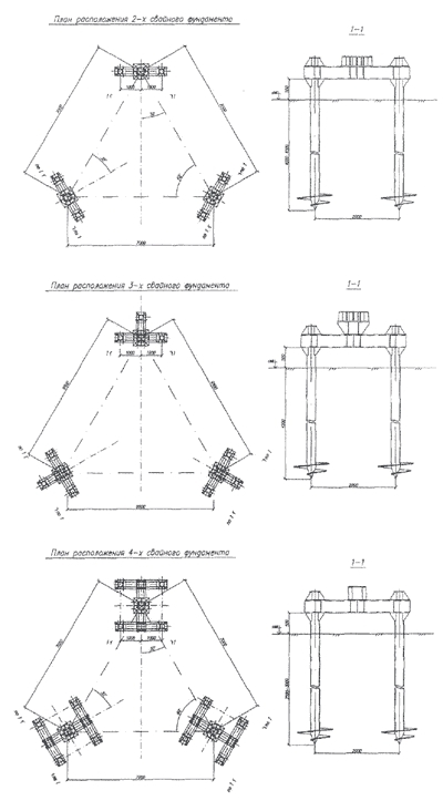 Схема фундаментов под башни сотовой связи